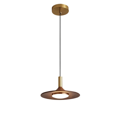 Nordic Walnut Wood Disc Pendant Light, Adjustable Cord
