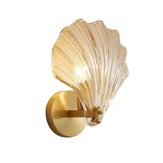 Brass and Glass Seashell Wall Light, E14 Bulb Base